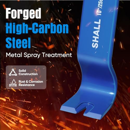 SHALL Set of 4 Flat Levers 15" 10" 7.5" 5.5" Heavy Duty Pry Bar and Mini Nail Puller Utility Claw Bar Bar Bar
