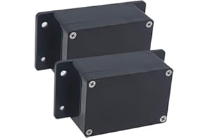 Raculety 2 Pack Project Box IP65 Waterproof Junction Box ABS Plastic Black Electrical Boxes DIY Electronic Project Case Power Enclosure with Fixed Ear 3.94 x 2.68 x 1.97 inch(100x68x50mm)