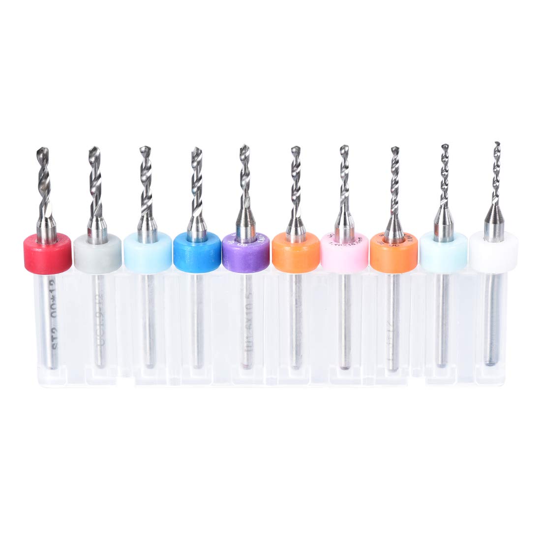 sourcing map PCB Drill Bits 1.1mm-2.0mm Tungsten Carbide Rotary Tool Jewelry CNC Engraving Print Circuit Board Micro Drill Bits 1/8 Inch Shank 1 Set (10 Pcs)