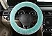 U&M Wool Car Steering Wheel Cover Soft Fluffy Natural Sheepskin Vehicle Non-slip Wheel Cushion Protector Universal Fit for 15 inch for Women