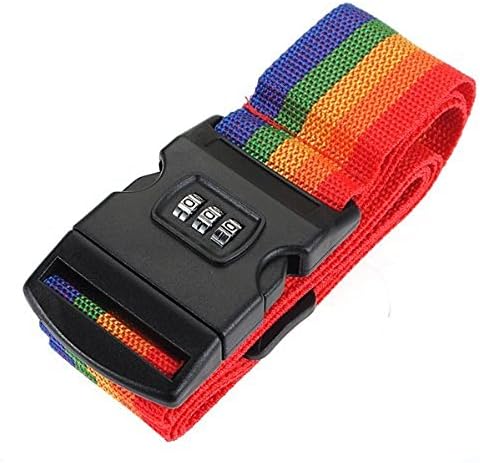 Grapelet Luggage Security Strap Suitcase Packing Belts with Password Lock Clip, Tag Rainbow Stripe