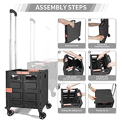 Rolling Crate Utility Cart Collapsible Tote Basket