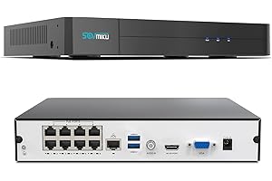 SOVMIKU 4K 8CH POE Network Video Recorder NVR【16 Channel Extendable】 Support 4K/2K/8MP/5MP/3MP/1080P PoE Camera,24/7 Recording,Motion Alarm,Supports up to 10TB Hard Drive(Not Included HDD)