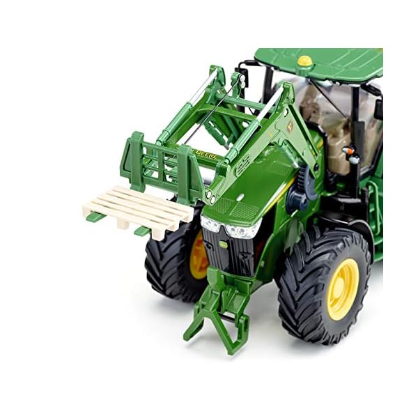 siku 6795, John Deere 7310R Traktor mit Frontlader, Grün, Metall/Kunststoff, 1:32, Ferngesteuert, Inkl. Bluetooth-Fernsteuerung und Zubehör, Steuerung via App möglich, Auf ‎Französisch – Bild 6