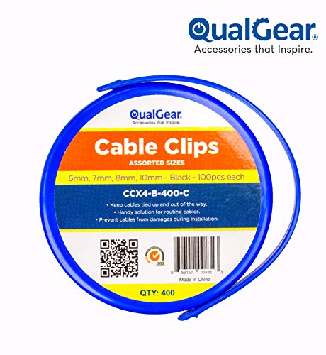QualGear 6mm 7mm 8mm 10mm Cable Clips, Black, 400 Pack, Canister, CCX4-B-400-C - Thumbnail 3