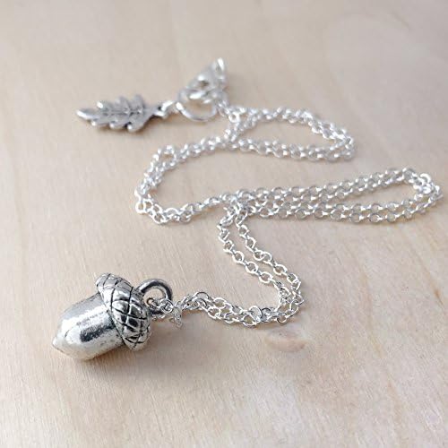 Enchanted Leaves - Tiny Silver Acorn Necklace - Cute Fall Acorn Charm Necklace