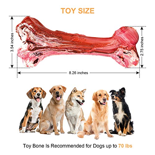 ESPER Dog Toys, Durable Dog Chew Toys for Aggressive Chewers Bacon Flavored Tough Natural Rubber & Teeth Cleaning Chewing Bones for Large/Medium Dogs (B)