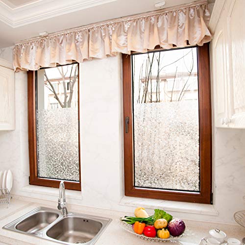 Bloss Glass Window Film No Glue Privacy Window Cling 3D Pebble Decal Glass Stickers for Doors, Cabinet, Bathroom 17.7'' by 78.7''