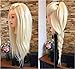 Professional 22 Inches Long 70% Real Human Hair Hairdressing Equipment Styling Head Doll Mannequin Training Head Tools Braiding Cutting Student Practice Model with Clamp (Platinum Blonde-)