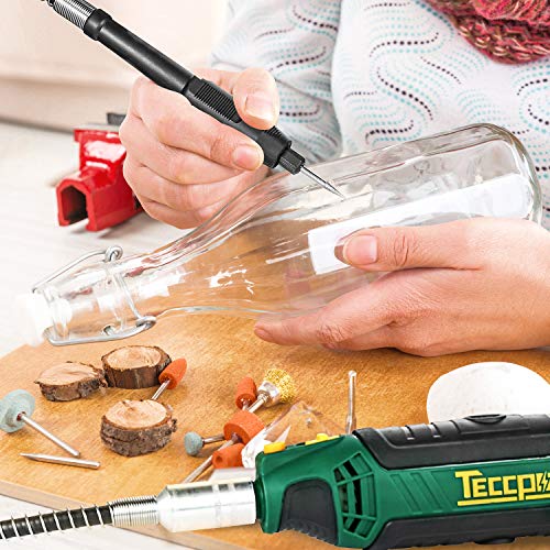 Mini Amoladora Eléctrica, TECCPO Herramienta Rotativa Tool 135W, 10000-35000 tr/min, 114 Accesorios Kit Eléctrico de 6 Velocidades con Caja Rígida, Ideal Para Cortar/Pulir