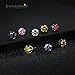 JewelrieShop Lady 8 Pairs Round Square Cuts Stud Earrings, Stainless Steel Cubic Zirconia Rings Set
