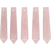 50mm Natural Rose Quartz Hexagonal Wand Jewelry Making Crystal Pointed Chakra Reiki Healing Beads 2mm Hole Drilled(Pack of 5)