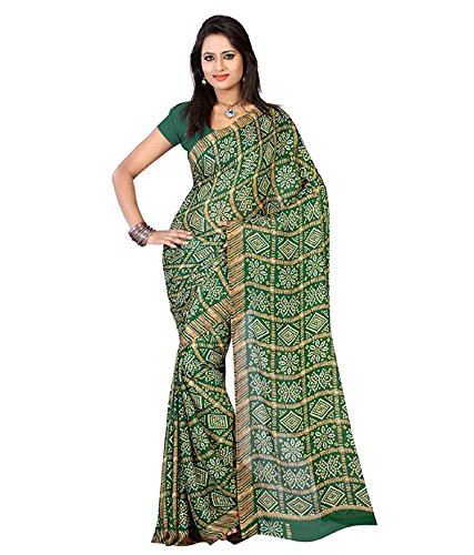 Rajasthani-Green-Moss-Chunri-Bandhej-Crepe-Silk-Saree