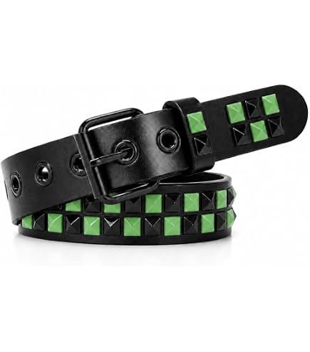 SNCEAW Studded Belt, Metal Punk Rock Rivet Belts with Bright