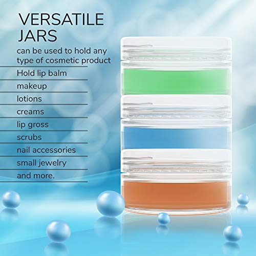 60 Pack - Clear Empty Refillable Plastic Pot Jars Lipstick Container Lip Balm Holder Cosmetic Containers - 5 Gram
