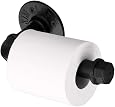 Porte-rouleau Papier Toilette Rétro En Acier Inox - Noir, Avec Vis Et Chevilles, Design Industriel