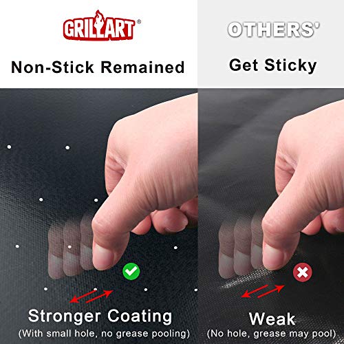 GRILLART Grill Mat with Holes 100 NonStick 600 Degree BBQ Grill Mats (Set of 2) Heavy Duty