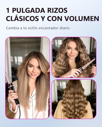 5 in 1 Curling Iron with Heat Brush and Interchangeable Ceramic Barrels (9mm-32mm), Curling Iron Set with Straightening Iron, Instant Heating, Dual Voltage, Gifts for Women