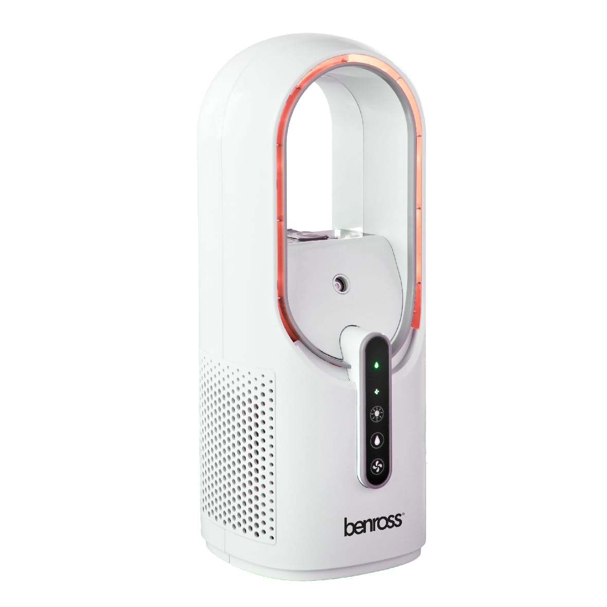 Benross 38639 Rechargeable Bladeless Fan with Mist Humidifier / 3 Speed Settings / 7 LED Colours/USB Rechargeable Desk Fan/Quiet Operation / 165ml Water Tank Capacity/White