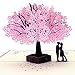 EcoToKo Valentine Day 3D Pop Up Card Fall In Love Cherry Blossom Tree Couple Handmade Romantic Greeting Card To Lover Girlfriend Wife Love Sign Birthday Anniversary Wedding Engagement