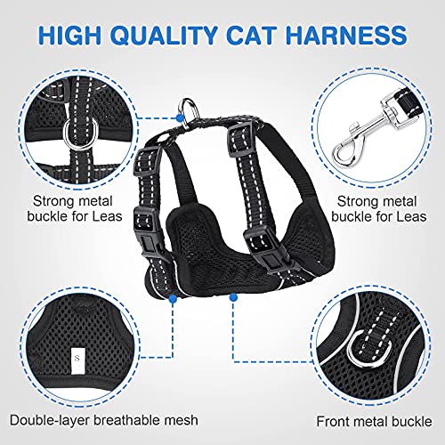 Harnais Chat Reglable, CATISM Harnais pour Chat de Laisse Anti évasion Harnais Léger pour Chaton, Colliers Harnais et Laisses pour Chat Chiots Respirante Facile à Contrôler avec Bandes - S