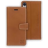 SafeSleeve Wallet Leather Case for iPhone XR EMF Blocker for Cell Phone with 3 Card Holder & Adjustable Stand – Magnetic Closure, and Magnetic Folio Protection for Daily Use (Leather)