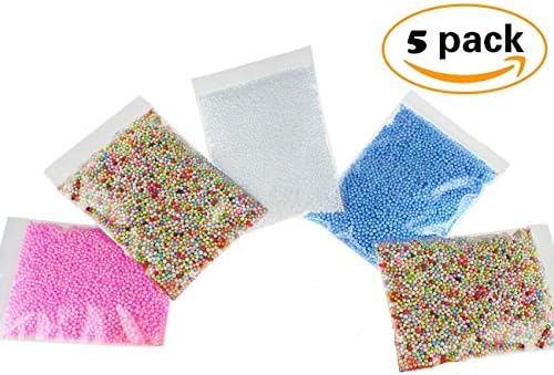 Amigo Global Slime Foam Balls Colorful Styrofoam Foam Balls 0.1-0.14 Inch Fits for DIY Wedding and Party Decoration 5 Pack