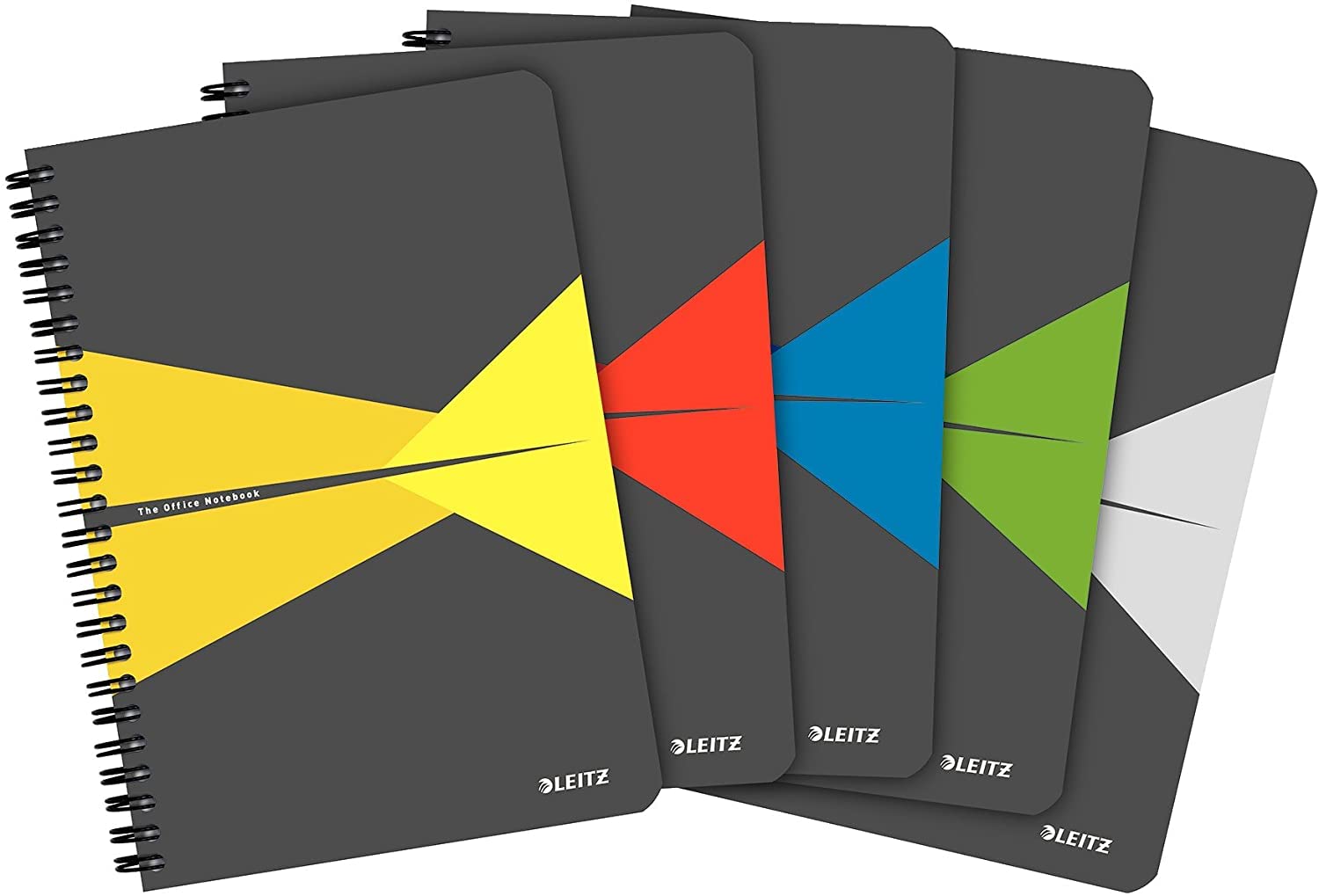 Esselte Leitz Office College Notepad A5 Laminated Cardboard, Lined, 90 Sheets, Assorted, Pack of 5