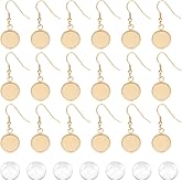 UNICRAFTALE 12 Pairs DIY Blank Earring Making Sets 12mm Tray Stainless Steel Dangle Bezel Trays with Hooks Golden Glass Cabochons for Jewelry Making