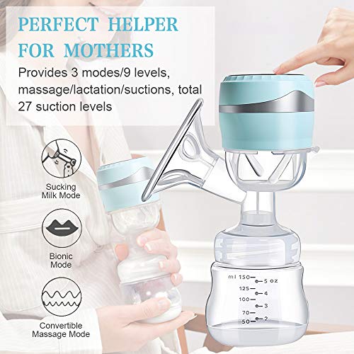 PiAEK Electric Breastfeeding Pumps, Integrated Portable Milk Breast Pump Rechargeable Battery Adjustable Massage Suction (Include 2 Pcs Nursing Pads Free) - Thumbnail 5