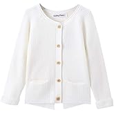 SMILING PINKER Toddler Girls Cardigan Sweater Turned UP Sleeves with Pockets