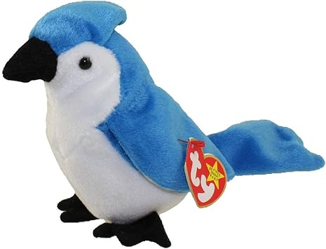 Amazon Com Ty Beanie Babies Rocket The Blue Jay Bird Stuffed Animal Plush Toy 5 1 2 Inches Tall Blue And White Office Products