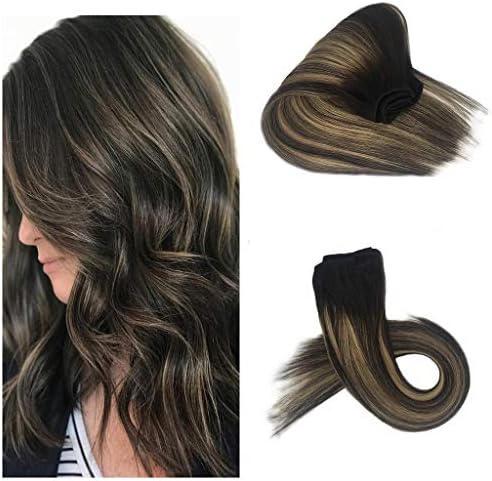 Misstar 16-24" Multi-color Remi Ombre Dark Brown With Dirty Ash Blonde Clip in Hair Extension with 100% Real Remy Clip on Full Head Hair Extensions 7pcs 120g weight (18inch, 1B/19/1B)