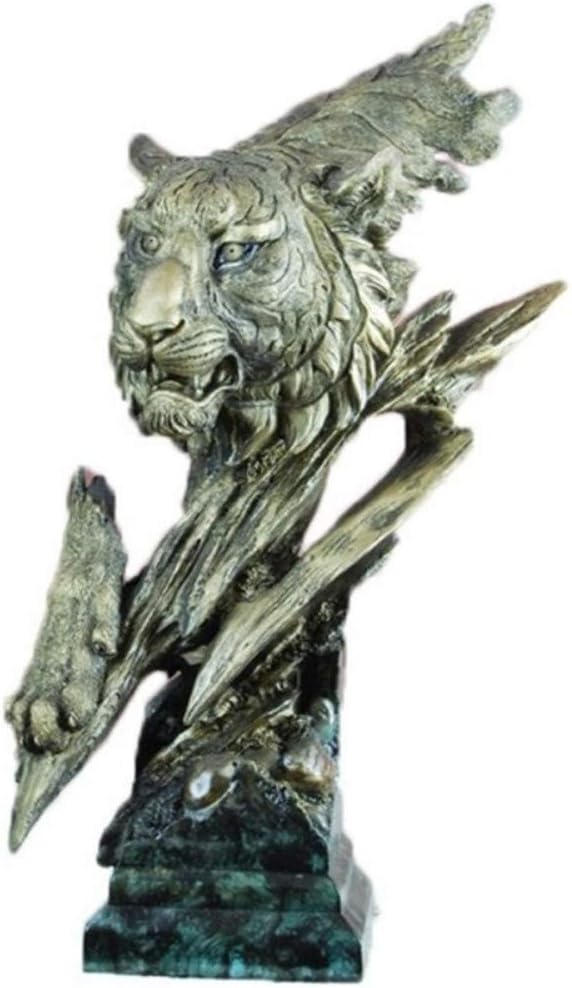 NIYAOJIANFEI Animal sculpture,Tiger Bust Figurine Imitation Copper Animal Statue Art Sculpture Colophony Crafts Home Decorations Creative