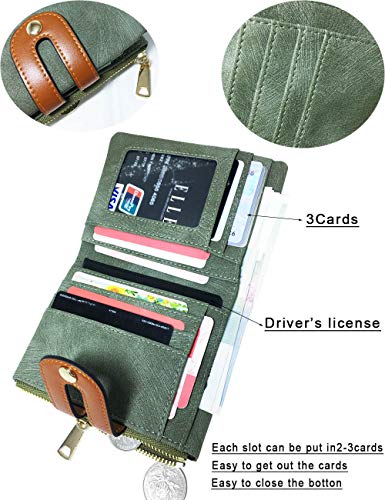 aoxonel cartera de cuero plegable pequeña rfid para mujer, mini monedero con cremallera para mujer, bolsillo para tarjeta de identificación, delgado, compacto, delgado 