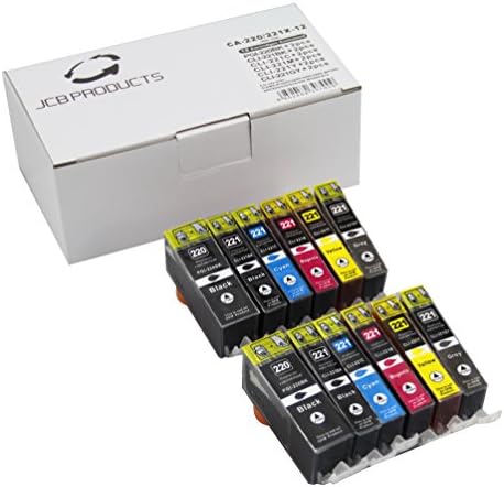 JCB Products Compatible Ink Cartridge Replacement For Canon PGI-220 CLI-221 (4x Black, 2x Cyan, Magenta, Yellow and Grey 12 Pack)