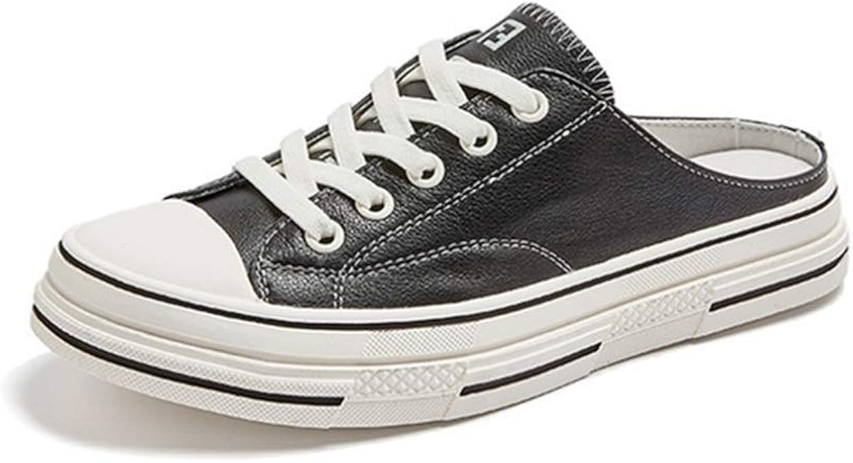 Amazon Sejuc スニーカー かかとなし レディース サンダル スリッポン 牛革 軽量 通気 日常着用 レースアップ クッション 厚底スリッポン ローファー ラウンドトゥ かわいい 履きやすい スリッパ ローヒール プラットフォーム インソール ローファー スリッポン