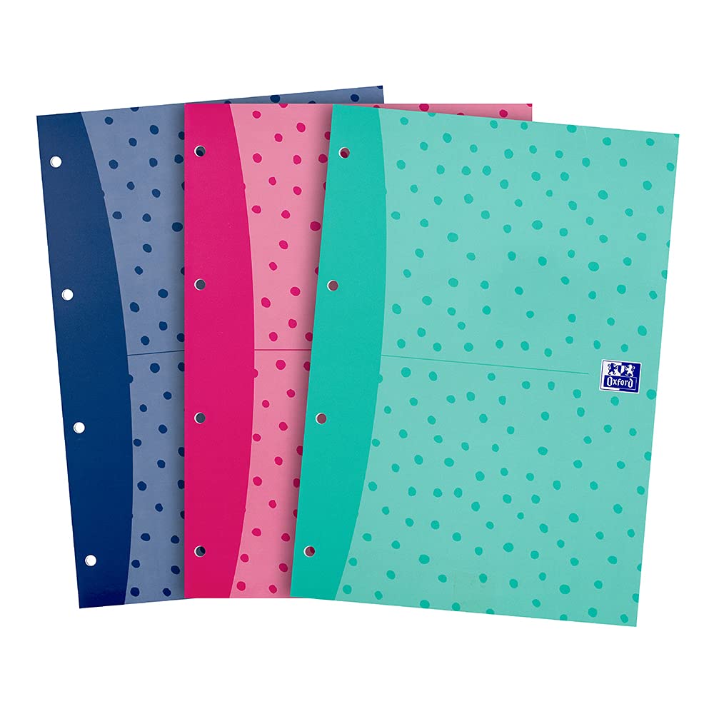 Oxford My Notes, Lined Paper A4 Refill Pad, 300 Pages, Spots Assorted Colours, Pack of 3
