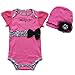 iEFiEL Baby Daddy's Girl Bodysuit with Flower Cap Sleeve Jumpsuit Set (0-3 Months)