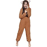 Batermoon Girls Fleece Zip Up Jumpsuits Kids Hooded Rompers Costume Winter Clothes 5-14 Years