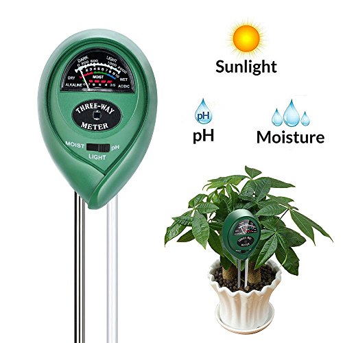 Attom Tech Soil Test Meter, 3-in-1 Moisture/Sun-light/pH Sensor Meter Soil Test Kits Gardening Tool, Test function for Home and Garden, Plants, Farm, Indoor/Outdoor Use