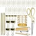 Gold Desk Accessories | 7 Desktop Essentials (44 Items Total) | Office Supply Set & Organizer in Gold Décor