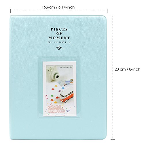 Ablus 2x3 Inch Photo Paper Film Album Set for Fujifilm Instax Mini Camera, Polaroid Snap, Z2300, SocialMatic Instant Cameras & Zip Instant Printer (128 Pockets, Ice Blue)