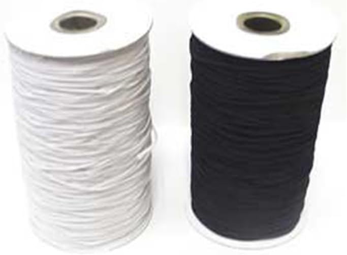 1.5 mm Extra wide Round black Elastic Cord - per 5 metres FREE P&P