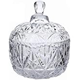 SHUILING Crystal Candy Jar with Lid Glass Candy Dishes Sugar Bowl Chocolate Cookie Jar Food Containers Wedding Candy Buffet Jar Decorative Jewelry Box for Home Office Desk (Clear)