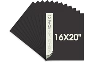 Space Art Deco, Pack of 12 16x20 Uncut Black Mat Boards, Acid Free Matte Backing Boards for Pictures, Prints, Frames, Arts