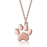 MYANAIL Cute Dog Paw Pendant Necklace for Women Stainless Steel Cat Pet Paw Clavicle Necklace Rose Gold Animal Heart-Shaped Paws Print Necklaces Jewelry Graduation Gift