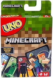 Mattel Games UNO Minecraft Card Game, Now UNO fun includes the world of Minecraft, Multicolor, Basic Pack