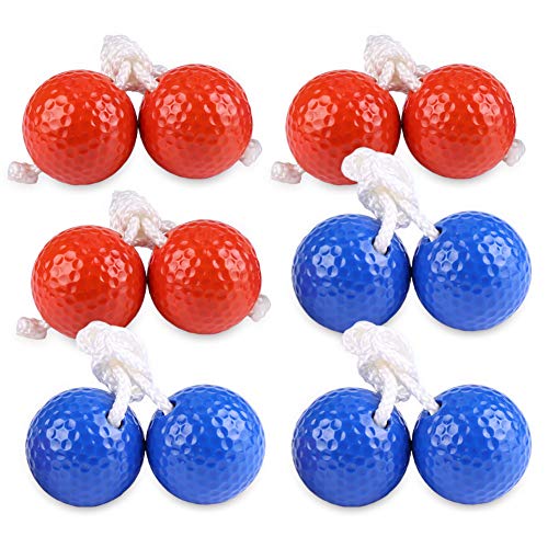 Freshday 6 Pairs Ladder Toss Ball Replacement Ladder Balls Bolos Bolas Ladder Balls Golf Balls- 3 Pairs Red + 3 Pairs Blue