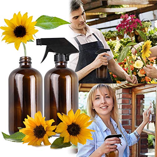 Glass Spray Bottle, Wedama Amber 10 Glass Spray Bottle Set(16/4/2oz), 6 10 ml Essential Oil Roller Bottles Kits with& Accessories for Aromatherapy Facial hydration Watering Flowers Hair Care (B)